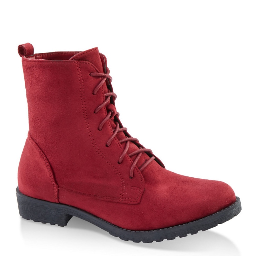 Faux Suede Lace Up Boots
